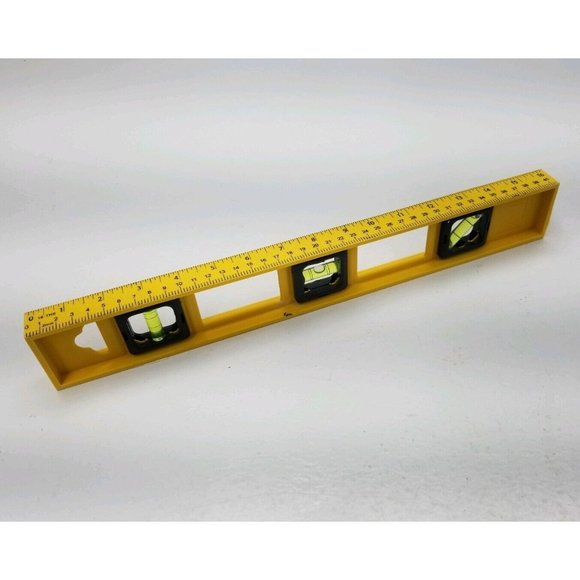 16" Inch Lightweight Plastic Bubble Level Triple Ruler Measure Tool Yellow New - Picture 2 of 10